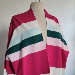 Crown and Ivy Rainbow Striped Relaxed Open Front Sweater/Jacket (Size: M)